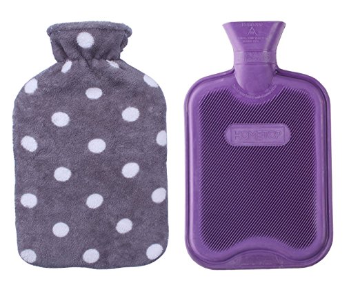 HomeTop Premium Classic Rubber Hot or Cold Water Bottle with Soft Fleece Cover